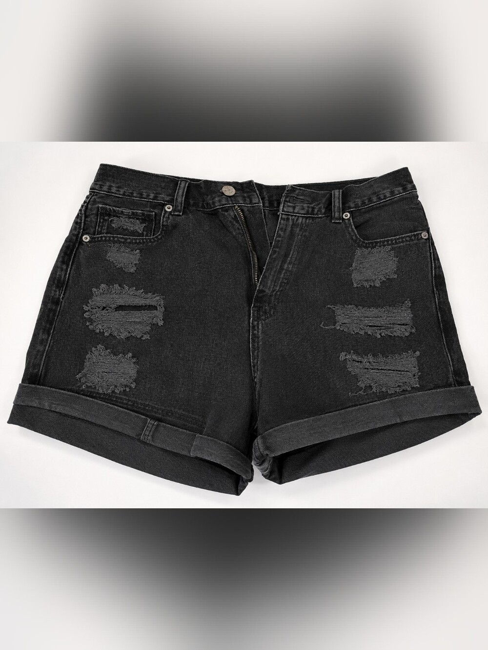 American Eagle Outfitters Black Distressed Denim Jean Shorts